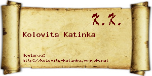 Kolovits Katinka névjegykártya